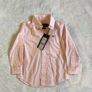 NWT Vineyard Vines Boys Pink and White Striped Button Down Shirt 2T